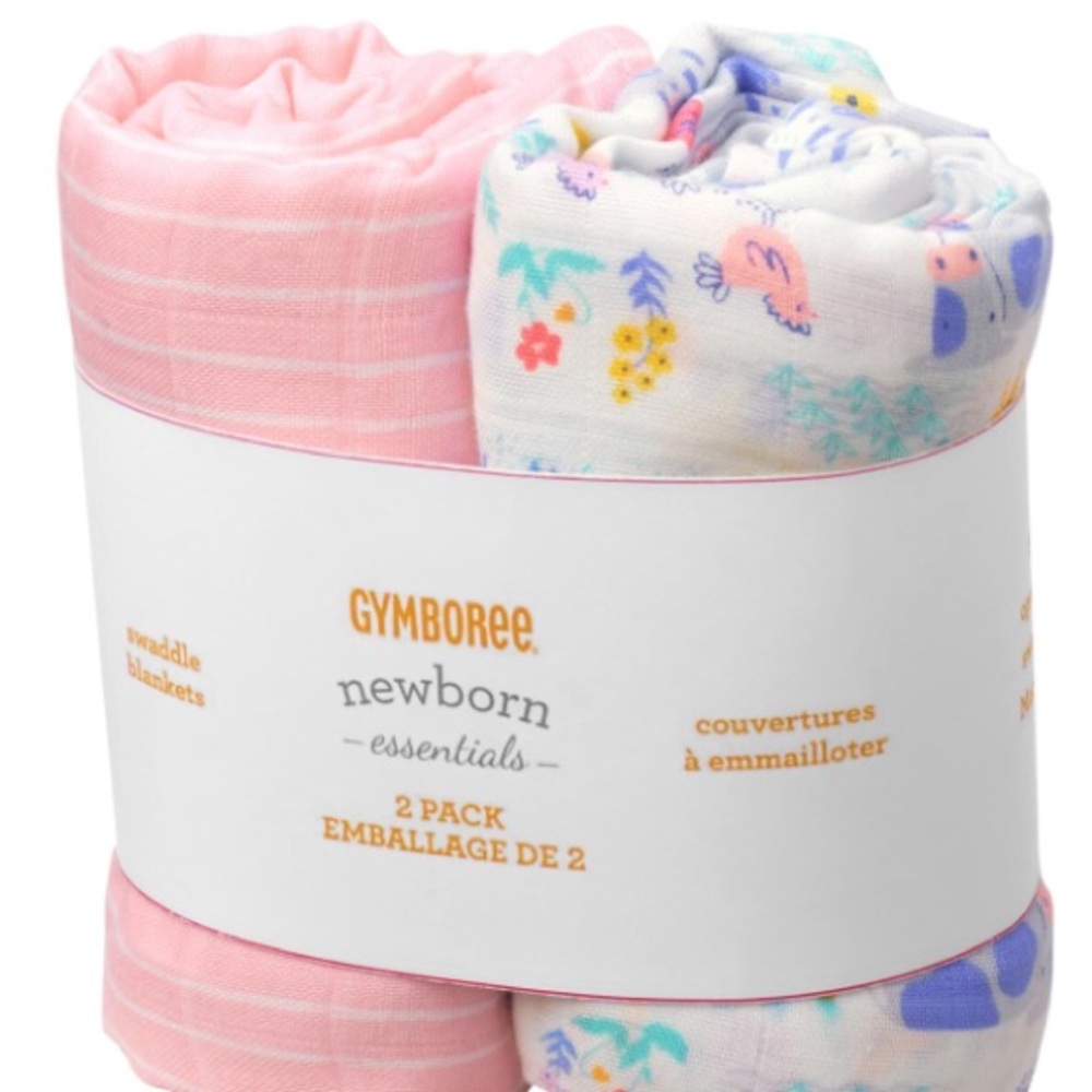 Gymboree Farm Swaddle Blanket Set Set of 2 Cotton - Picture 2 of 4